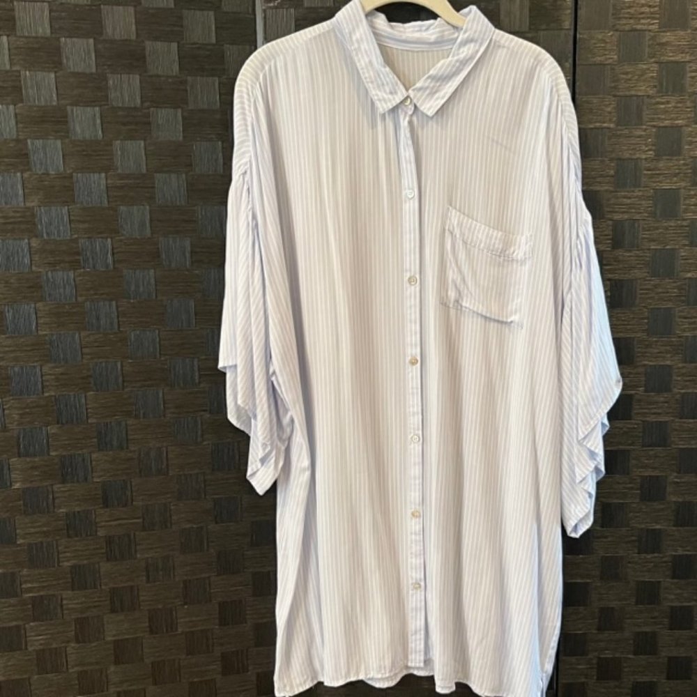 Blue Striped Short Sleeved Shirt
